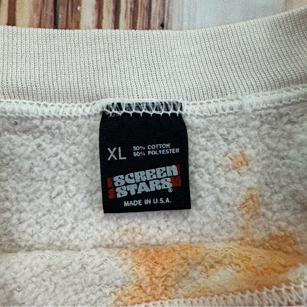 Vintage 1986 Screen Stars Bear Graphic Crewneck Sweater - Cream and Orange XL